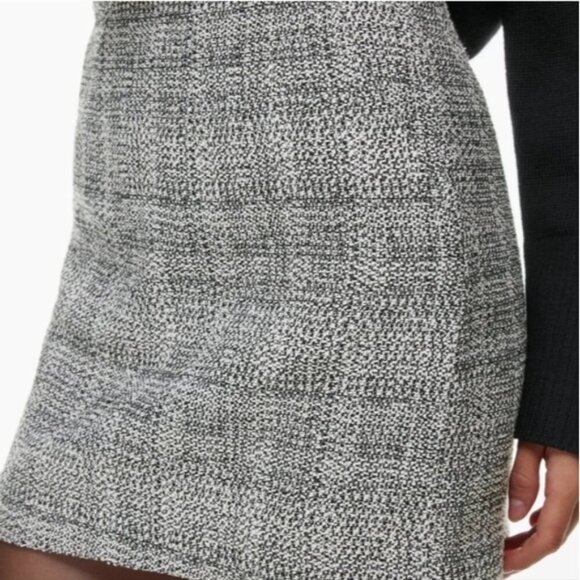 BABATON Tweed Mini Skirt Kinsley Linen Black White ARITZIA 4 - Picture 2 of 11